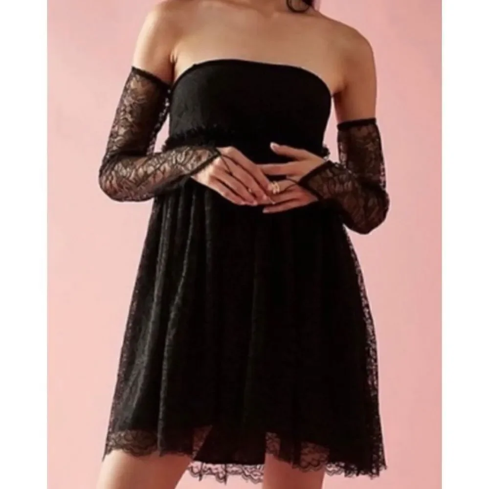 Free people Emma Lace Babydoll Dress black size s